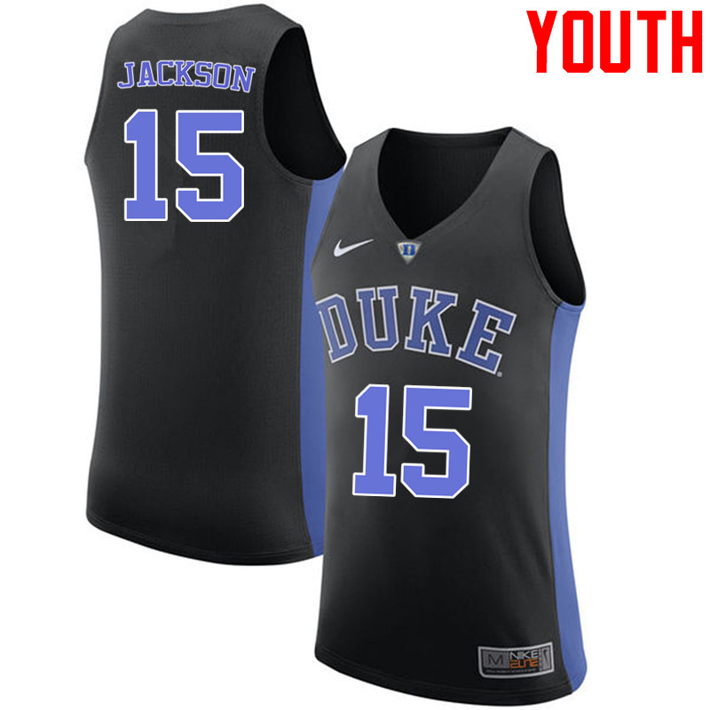 Youth #15 Frank Jackson Duke Blue Devils College Basketball Jerseys-Black - Click Image to Close